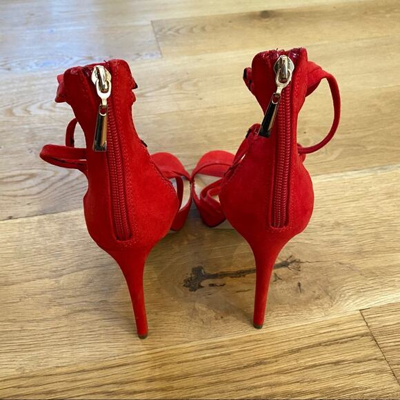 Guess Strappy Platform Stiletto Heels in Red - Picture 4 of 8